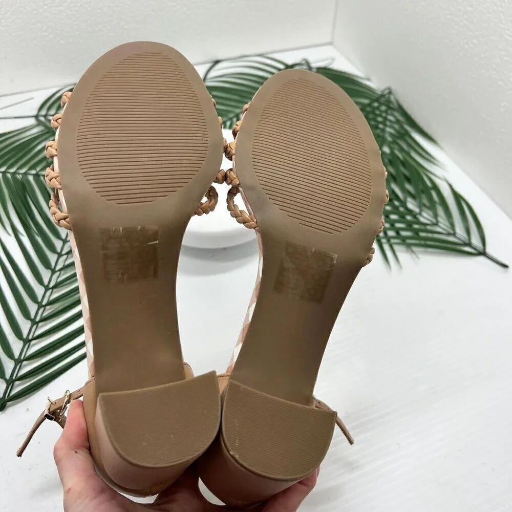 Draper James Elisa Tan Braided Open Toe Ankle Strap Dress Sandals Size 10 NWB